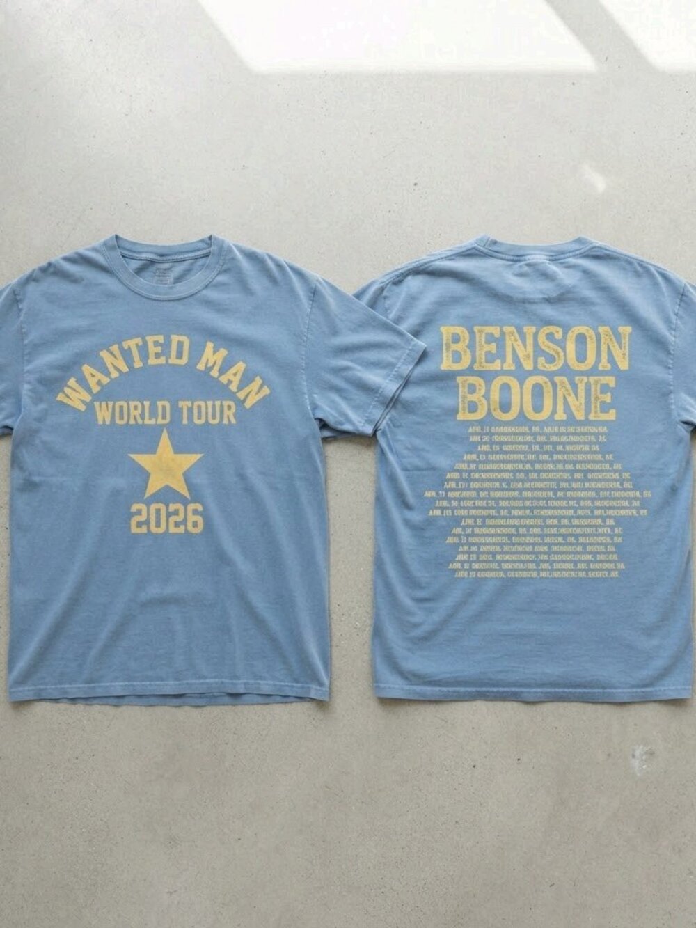 Benson Boone Wanted Man World Tour 2026 Shirt